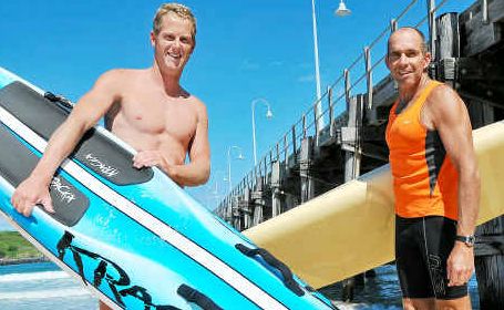 Locals heading to the Coolangatta Gold event, Daniel Bannerman and Mark Sutton. Locals heading to the Coolangatta Gold event, Daniel Bannerman and Mark Sutton.